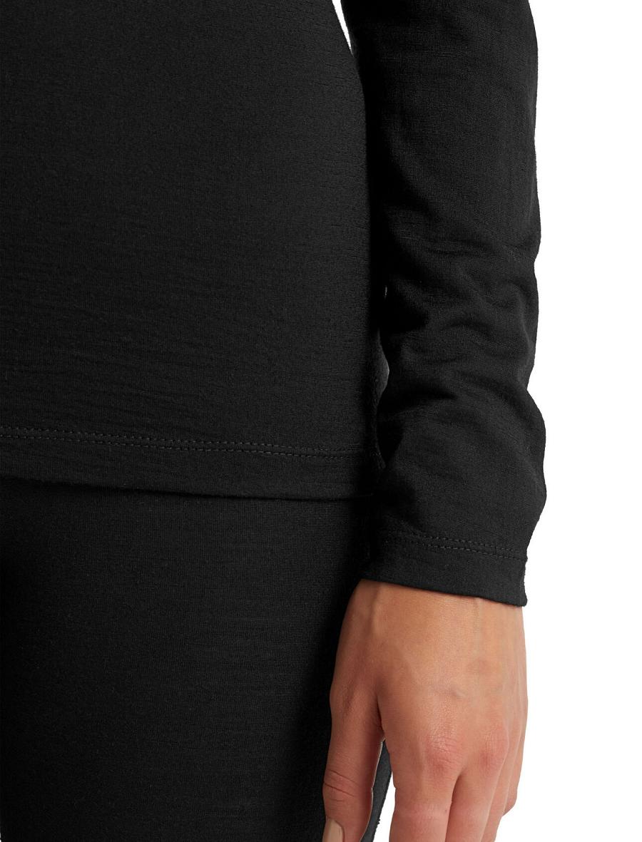 Black Women's Icebreaker Merino 200 Oasis Long Sleeve Half Zip Thermal Top Base Layers | USA 1904EBCX